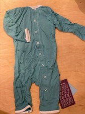 KICKEE PANTS HOLIDAY APPLIQUE SNAP COVERALL GLACIER CANDY CANE 0-3 NWT NEW