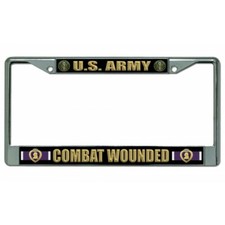 army combat wounded purple heart military logo chrome license plate made in usa