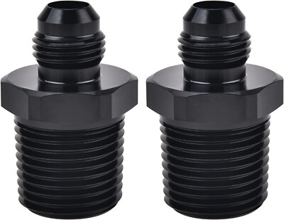 6AN Male Flare to 1/2'' NPT Pipe Fittings Adapter Aluminum Straight Black 2PCS