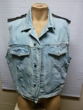 JEANS WEST RESULTS JEAN DENIM VEST SIZE X-LARGE DISTRESSED