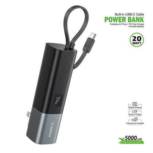 For HMD Skyline 5000mAh Built-in AC Plug Portable Power Charger - 第 1/6 張圖片