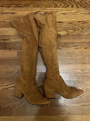 The Knee Suede Boots Macaroon Boots Goodnight Macaroon Tan