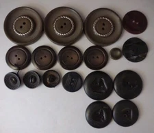 VTG Buttons Lot ~ Dark Colors, Mixed Materials and Sizes