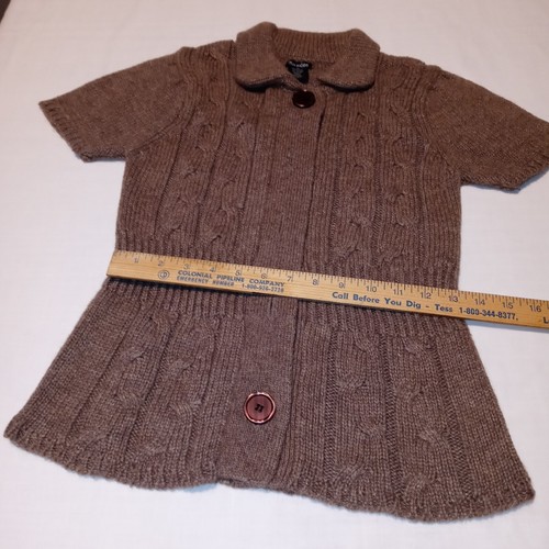 Maurices Women's Bodycon Cardigan Size M Brown Short Sleeve Button Up City EUC - Picture 7 of 11