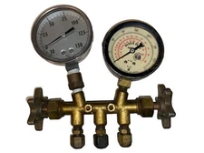 Vintage Madden Brass Double Gauge Steampunk R-12 Decor Collectible