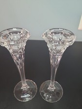 Vintage crystal candle holders 8" Set Of 2 Candlesticks Glass Craft