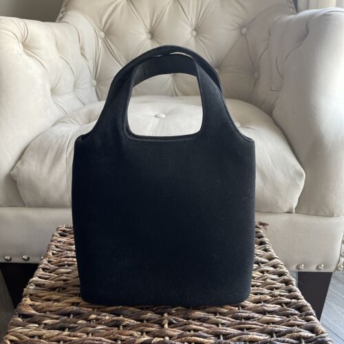 VTG Salvatore Ferragamo Black Ultra Suede Handbag - Picture 1 of 10