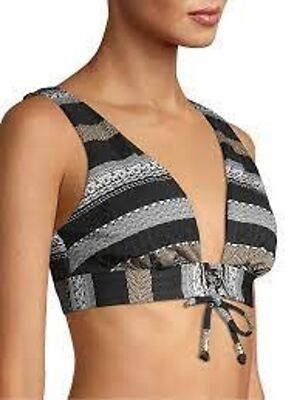 Time and Tru Women's Tulum Texture Stripe Bikini Swimsuit Top Medium (8-10)