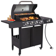 TITIMO 4-Burner Propane Gas Grill with Side Burner and Stainless Steel Grates...