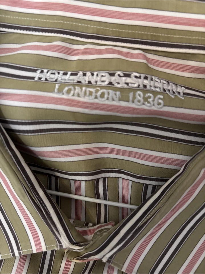 HOLLAND & SHERRY of London Camisa Personalizada Para Hombre Talla XL Vestido a Rayas Foto 2 de 4