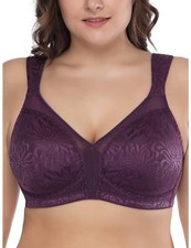Ladies Women's Full Coverage Plus Size Comfort Minimizer Bra Wirefree Non Padded