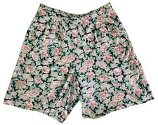 LAURA ASHLEY Vintage Culottes Shorts Floral Print Cotton Knit High Waisted L