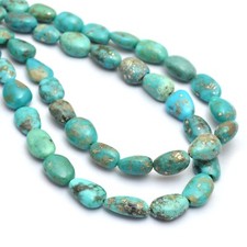 Arizona Turquoise Loose Tumbled 12mm-14mm Nuggets Oval Smooth Beads 16" Strand