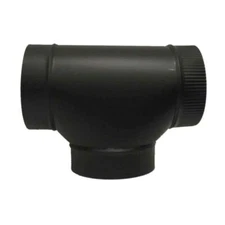 Master Flow Stove Pipe Tee 6 Inch Round Black Steel HVAC Duct Fitting Connector