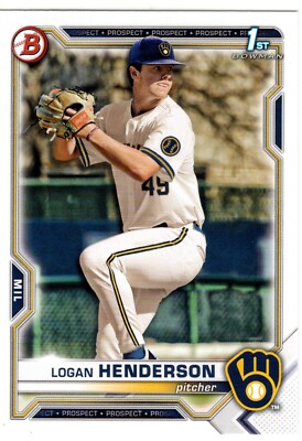 Logan Henderson Milwaukee Brewers 2021 Bowman Draft 1st Bowman