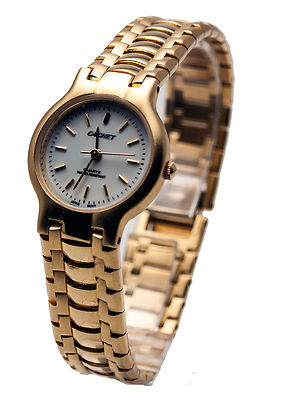 CACHET:WOMEN'S STAINLESS STEEL TWOTONE MATTE GOLD FINISH BAND ANALOG WATCH 