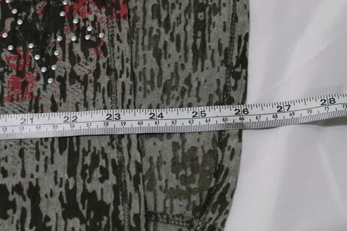 Belle du Jour Women's XL Americana Skull Graphic Print T-shirt w/Bling 3/4" - Picture 9 of 9