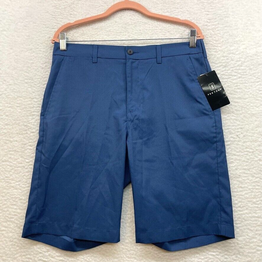 PGA Tour Shorts Mens 32 Blue Golf Bermuda Stretch Outdoor Casual