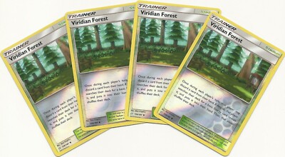 4x VIRIDIAN FOREST 156/181- TEAM UP Pokemon Card- REV HOLO