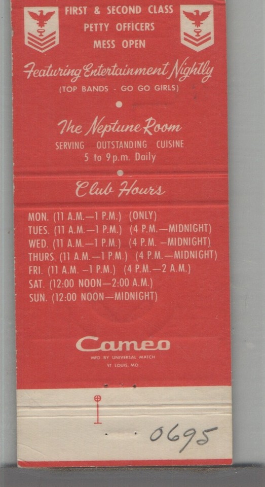 Matchbook Cover Military Naval Training Center San Diego, CA eBay