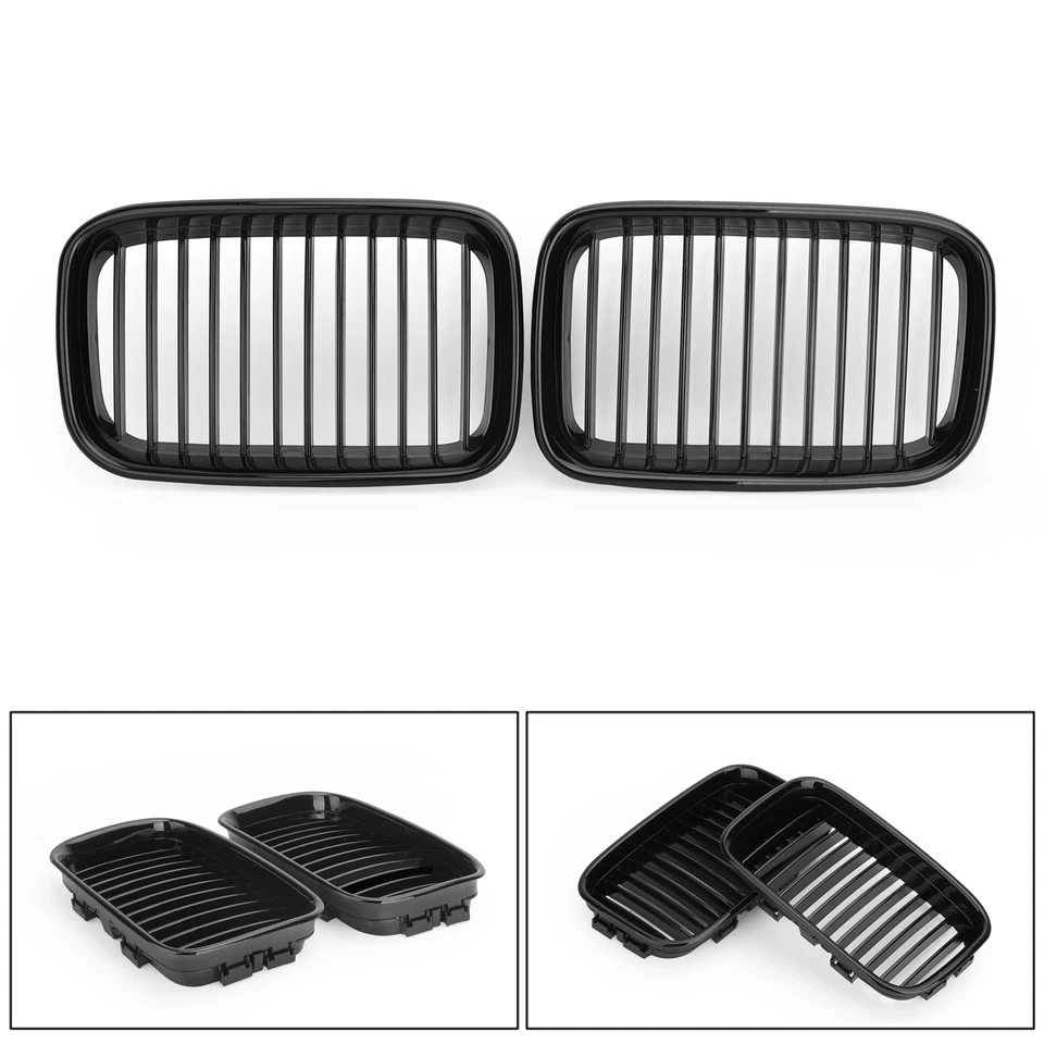 Pair Glossy Black Kidney Sport Hood Grill Grille For 1992-1996 BMW E36 318i 325i Foto 2 de 4