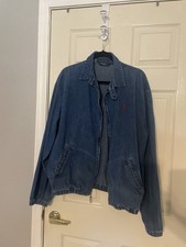 Polo Ralph Lauren Men's Blue Denim Bomber Jacket 90s Vintage, Made in USA Large