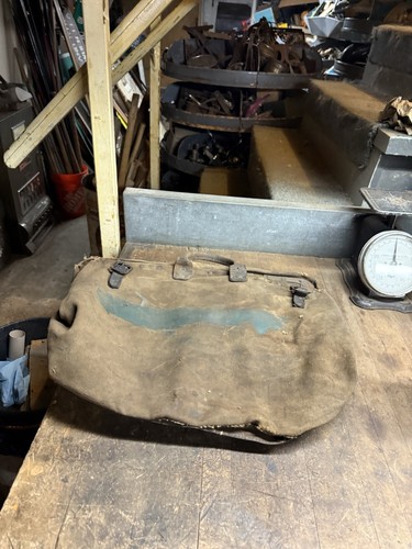 Borsa a sacco attrezzi vintage primi '900 vecchio operaio uomo tela pelle USA - Foto 3 di 15