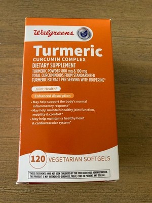New Walgreens Turmeric Curcumin Complex 120 Vegeterian Softgels Exp: * 12-2025 *
