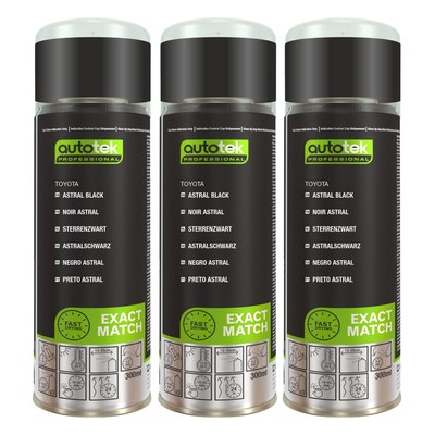 Autotek schnelltrocknender hochdeckender Aerosol-Sprühlack Toyota Astralschwarz 300 ml x3