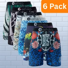 Ethika Men's Underwear Boxer Briefs 6-Pack – S to XXXL – Comfort Fit, Assorted