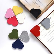 PU Leather Bookmarks Creative Corner Page Markers Heart Shaped Bookmarks Gift