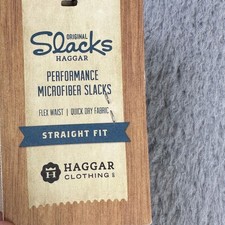 Haggar Mens Performance Slacks Pants 38X32 Beige Straight Fit Chino Pockets NEW