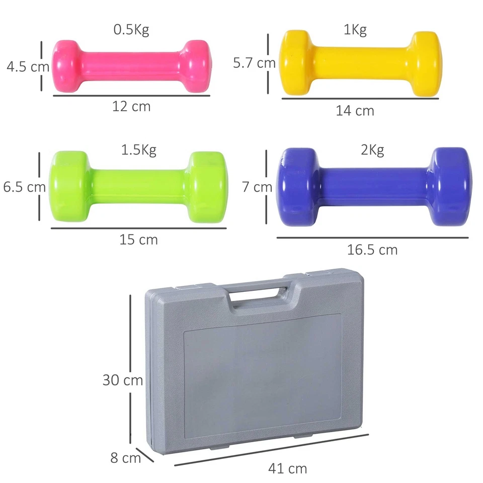 HOMCOM 10kg Colourful Dumbbell Weights Set Home Exercising Toning w/ Case Gym, photo 3 of 5