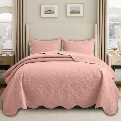 Floral Pattern Quilt Set Soft Lightweight Bedspread with Pillow Shams Queen King
