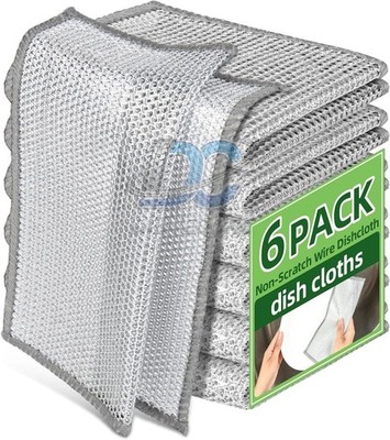6X Steel Wool Dishwashing Pads Multipurpose Mesh Dish Cloths Stainless Steel