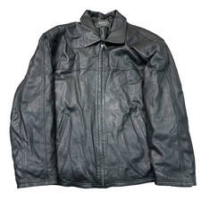 Cappotto giacca vera pelle vintage retrò zip nero uomo 2XL