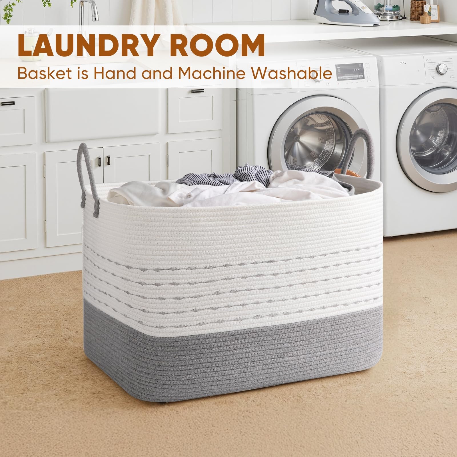 XXL Large Blanket Basket for Living Room, 108L Woven Storage Baskets for Orga...