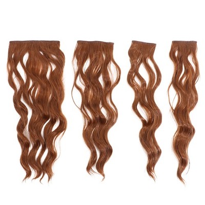 4 Pcs Clip In Hair Extensions Wavy Hair Pieces High Temperature Silk For Women