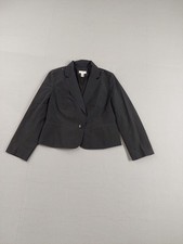 LOFT Women Blazer Jacket 12P Black Single Button Lined Classic Fit Formal Office