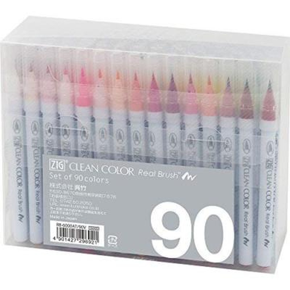 KURETAKE ZIG Real Brush Pen Clean Color 90 Set RB-6000AT/90V Japan 2018 new