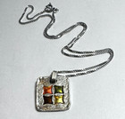 MODERN Japanese Sterling Enamel pendant NECKLACE MCM JUNGIN Mark Vintage — photo 1