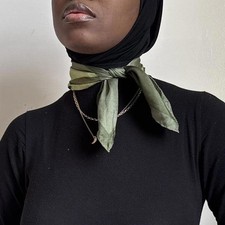 Vintage 100 Silk Sage  Moss Colorblock Square Scarf