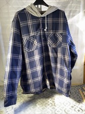 Weatherproof Vintage Button Front Fleece Lined Hooded Flannel Men's Jacket XL