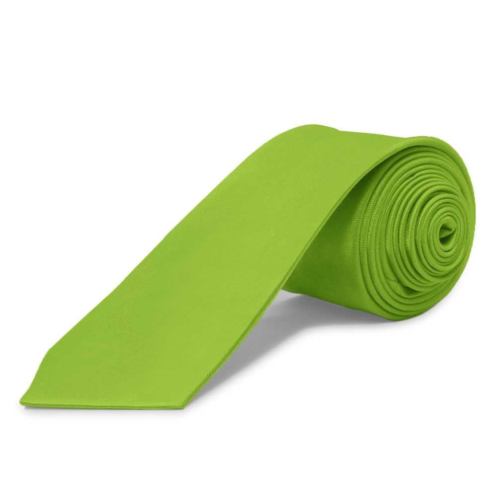 Corbata Estrecha Fina disponible en Verde OLiva Unisex, Poliester Textura Suave