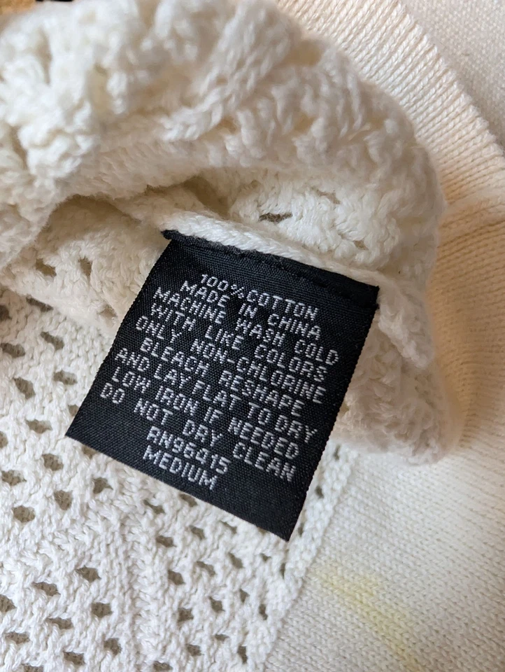 Massive Luxury Edition Shirt Men’s M Crochet Knit Sleeveless Tank Top Ivory - Image 4 of 4