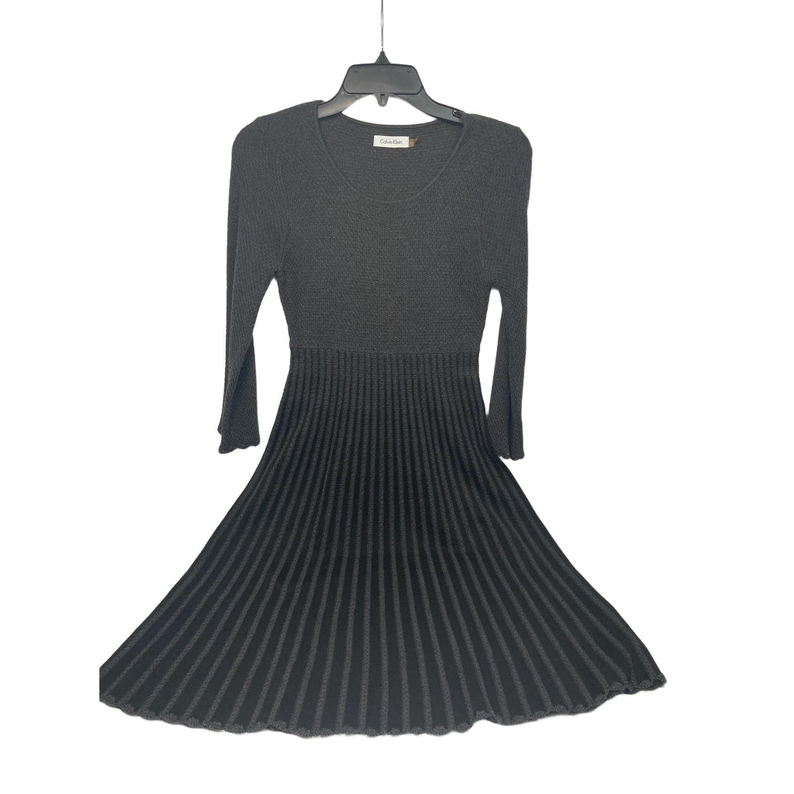 Calvin Klein Gray and Black Knit Skater Sweater Dress Small thumbnail 2