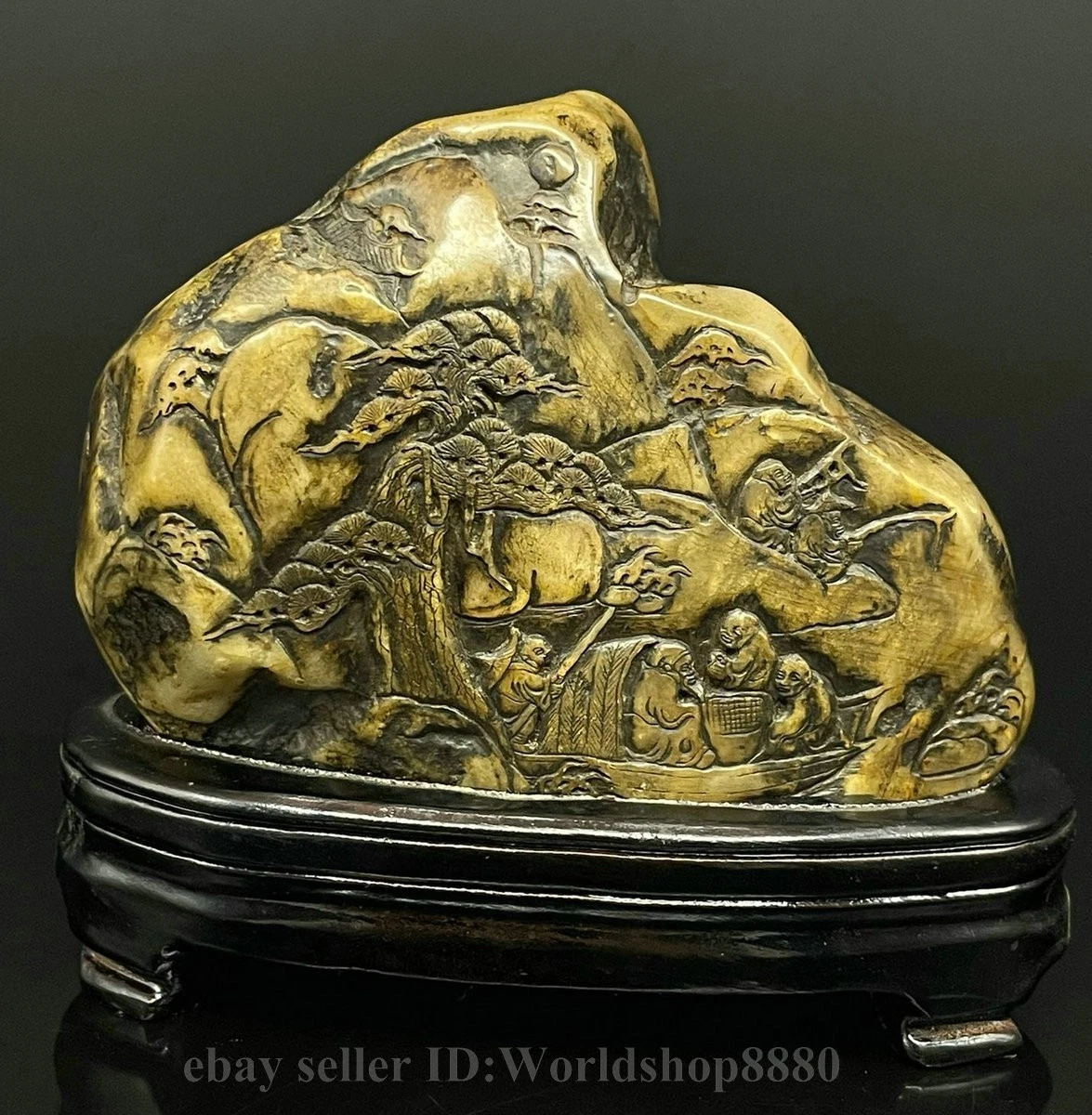 古董原始寿山石主中国风雕像、雕像| eBay