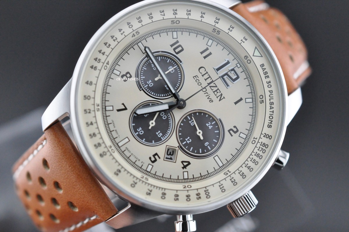 CITIZEN CA4500-16X Eco-Drive Chronograph Leather Strap Men's Watch