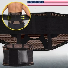 Adjustable Lower Back Brace Copper Lumbar Support Waist Belt Pain Relief Unisex