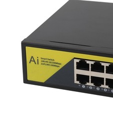 EU Plug 16 Port POE Switch 200W 10 100Mbps Metal Housing Plug And Play Ether BL